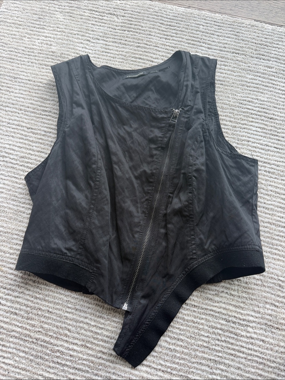 Stella carakasi Black Asymmetrical Zip Women's Top